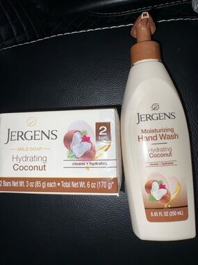 Jergens Hydrating Coconut Moisturizing Hand Wash & Soap Set - Cream and Brown
